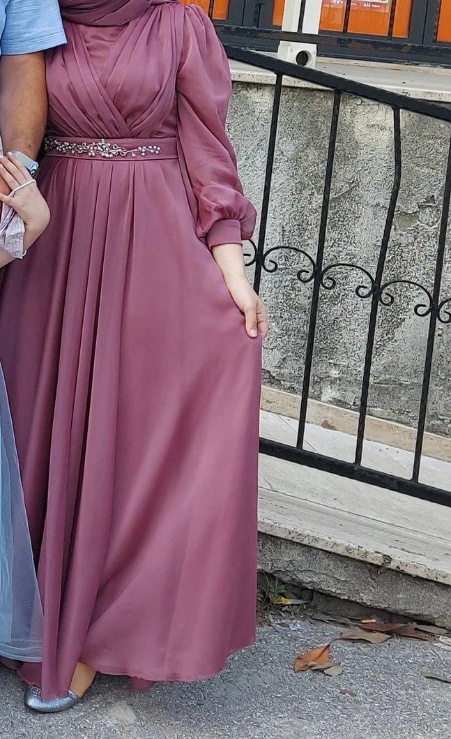 Uzun Drapeli Abiye Elbise - Görsel 3