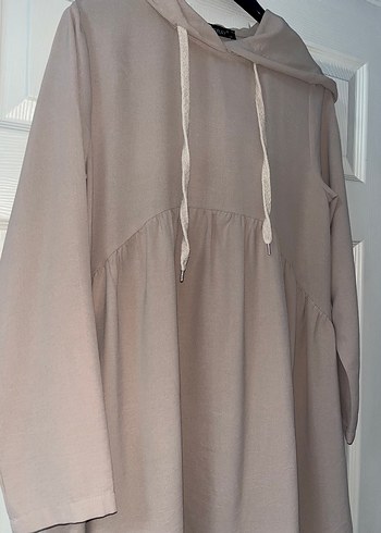 Bej Kapüşonlu Salaş Tunik - Görsel 2