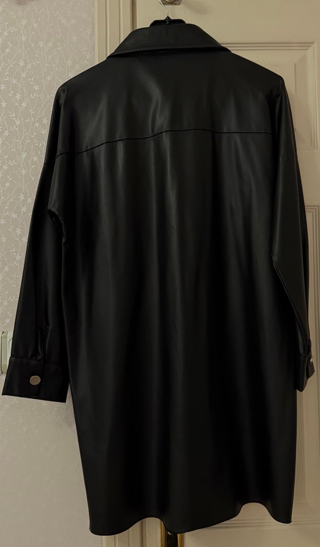 Düğmeli Siyah Deri Kadın Ceket - Görsel 3
