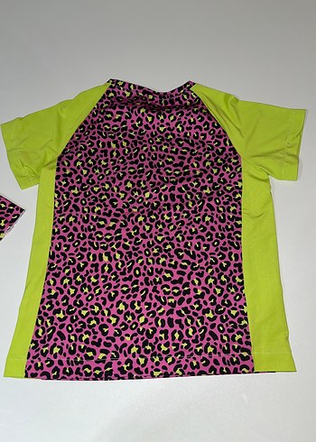 Kız Çocuk Renkli Leopar Desenli  Mayo - Görsel 4