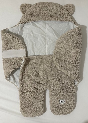 Kahverengi Peluş Bebek Battaniyesi Kulaklı - Görsel 3