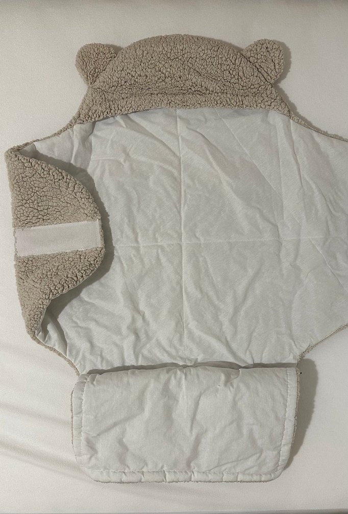 Kahverengi Peluş Bebek Battaniyesi Kulaklı - Görsel 4