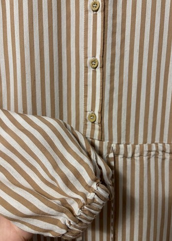 Bej Çizgili Uzun Bohem Elbise - Görsel 3