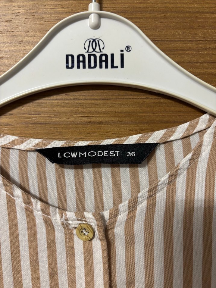 Bej Çizgili Uzun Bohem Elbise - Görsel 2