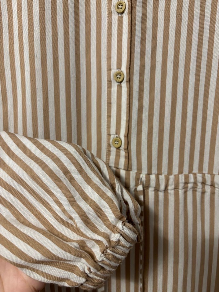 Bej Çizgili Uzun Bohem Elbise - Görsel 3