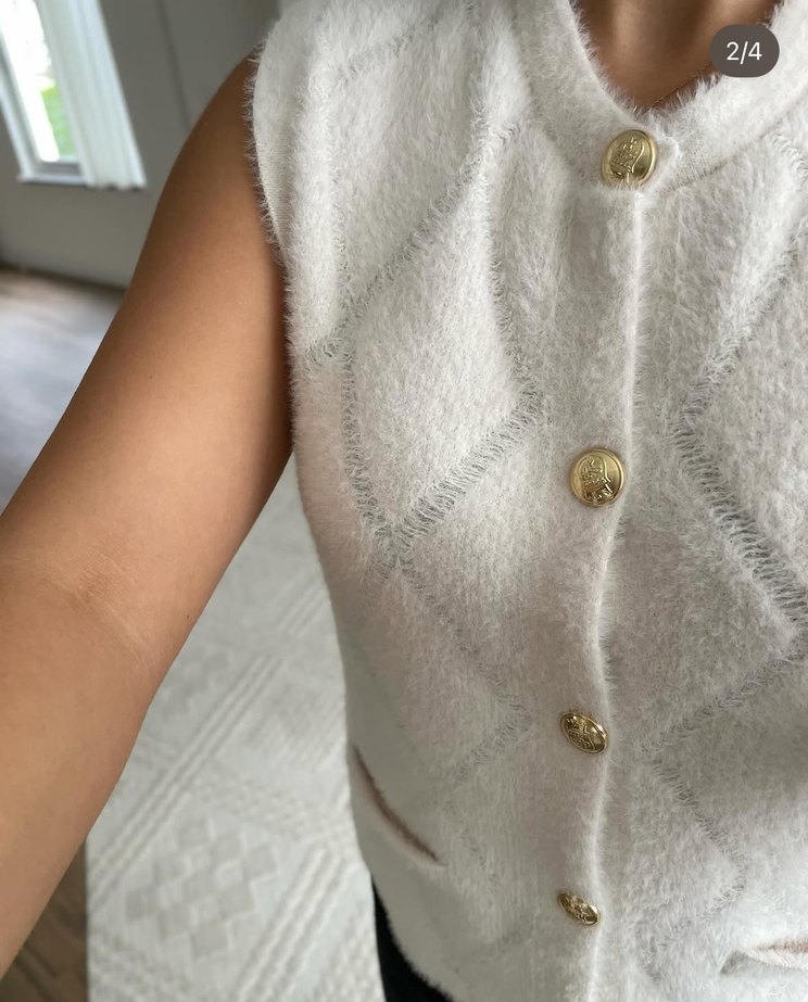 Düğmeli Krem Kadın Süveter - Görsel 2