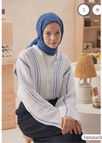 Fresh scarfs Vual crash şal kot mavi - Görsel 2