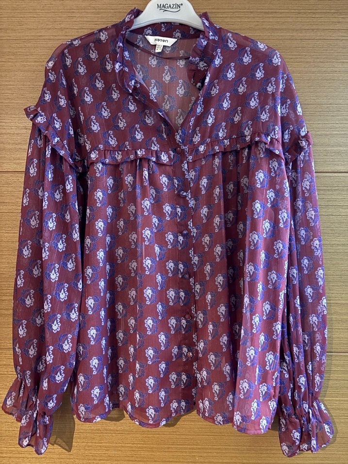 Koton transparan kolları Fırfırlı Bluz - Görsel 3