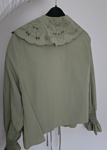 Nakışlı Fırfırlı Kısa Loose kimono - Görsel 6