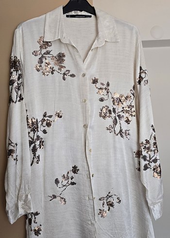 işlemeli parlak gömlek - Görsel 5