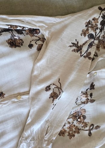 işlemeli parlak gömlek - Görsel 6