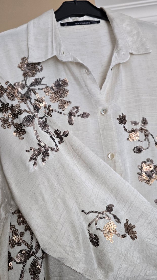 işlemeli parlak gömlek - Görsel 2
