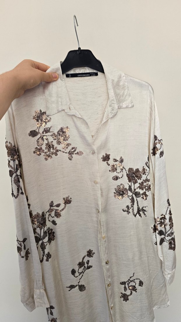 işlemeli parlak gömlek - Görsel 3