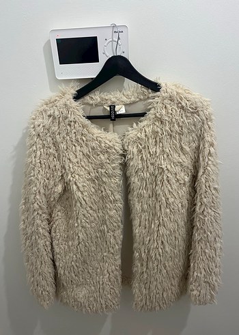 Bej Kadın Uzun Kollu Suni Kürk Ceket - Görsel 2
