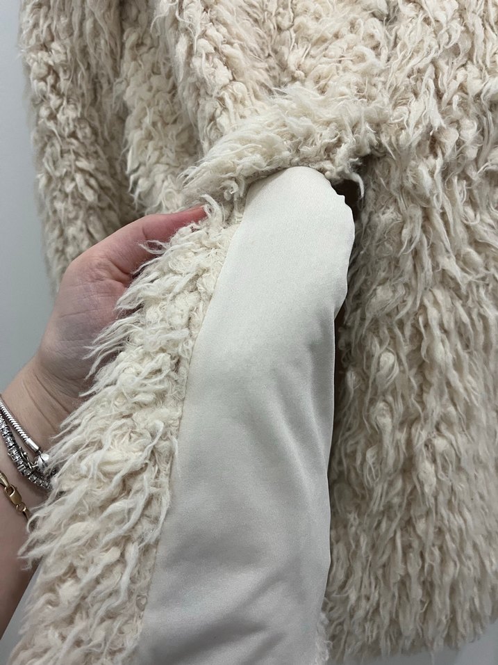 Bej Kadın Uzun Kollu Suni Kürk Ceket - Görsel 3