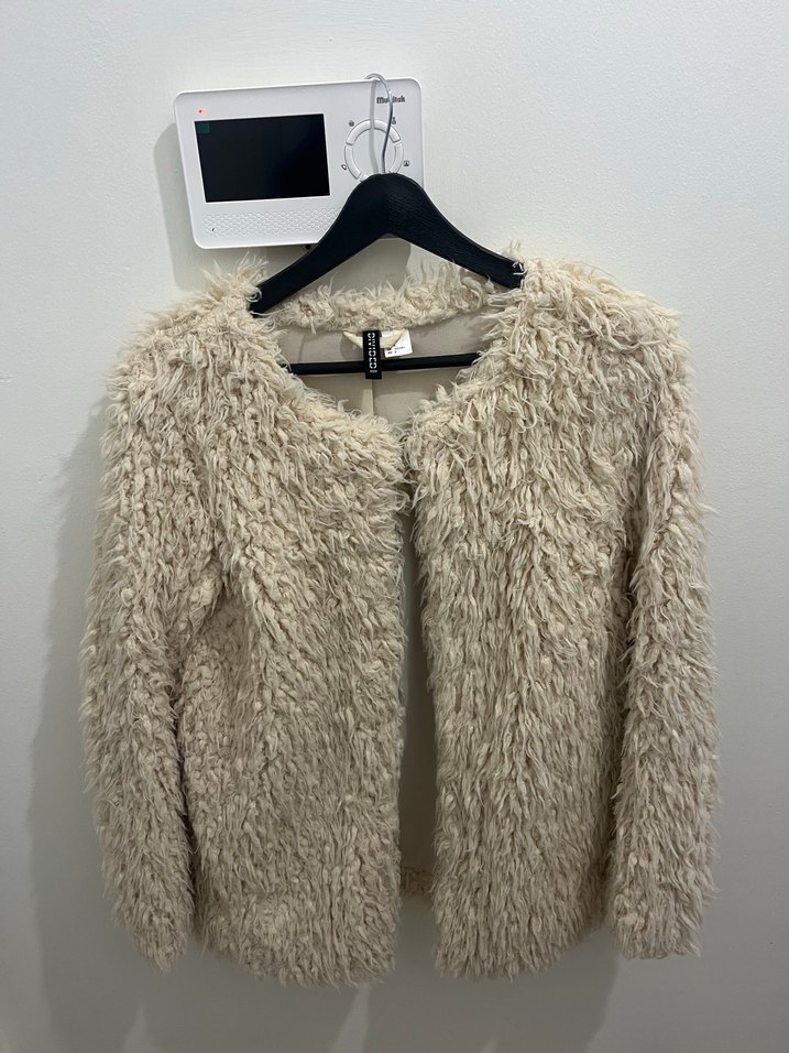 Bej Kadın Uzun Kollu Suni Kürk Ceket - Görsel 2