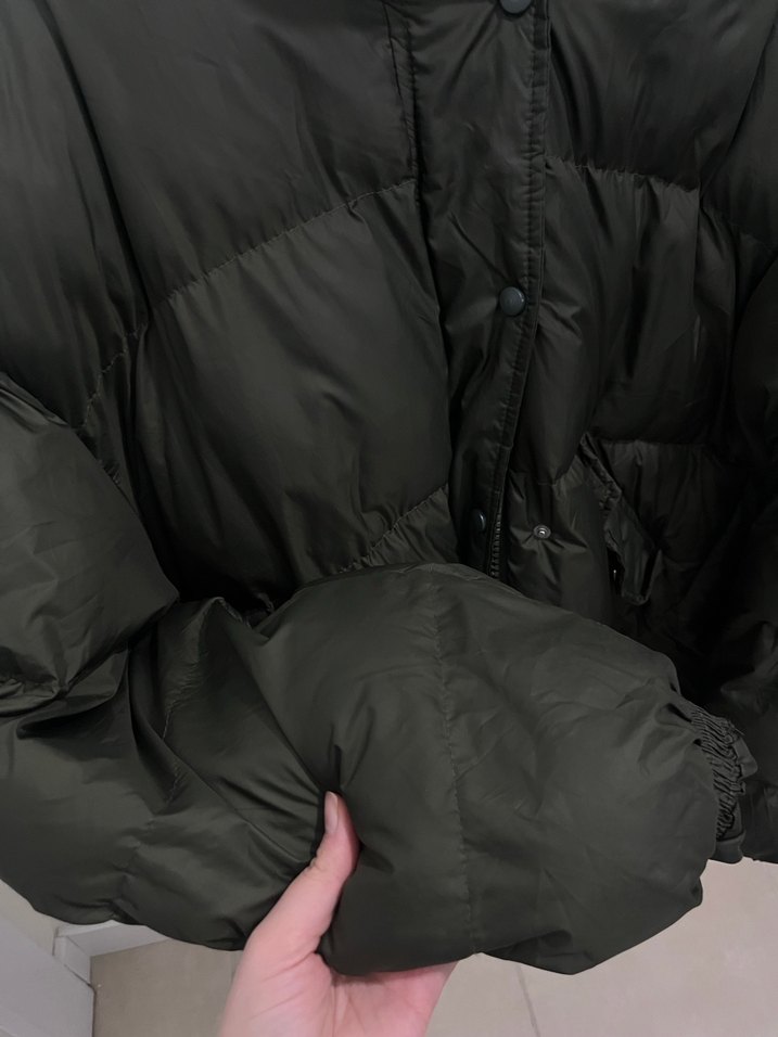 Düğmeli Yeşil Kadın Kışlık oversize 
Mont - Görsel 3