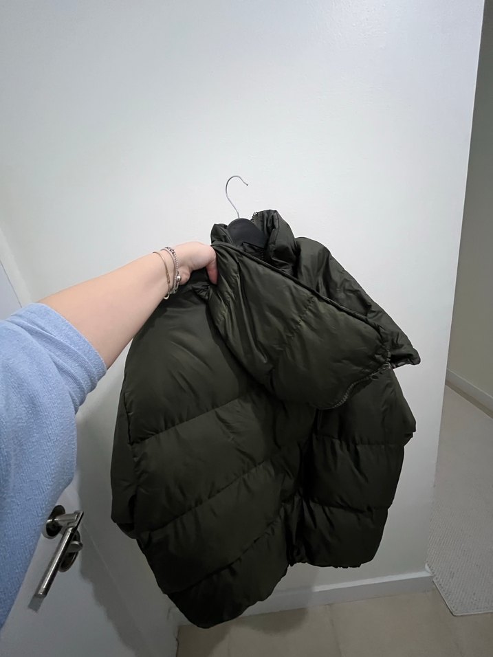 Düğmeli Yeşil Kadın Kışlık oversize 
Mont - Görsel 4