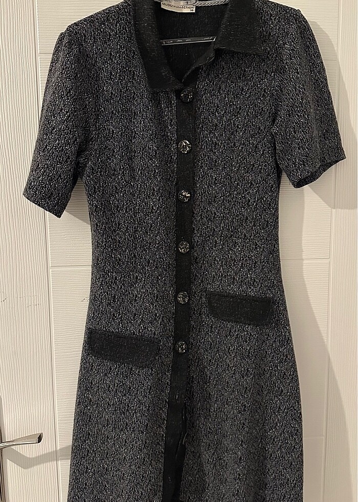 mudo yakalı elbise - Görsel 5