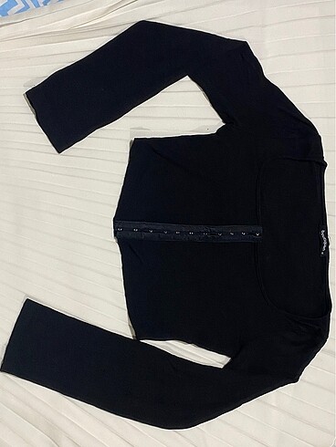 siyah uzun kollu crop