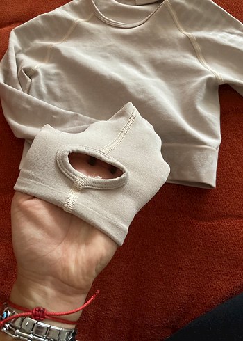 Diğer Pamuklu Beyaz Uzun Kollu Crop Top