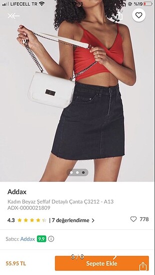  Beden beyaz Renk Addax çanta