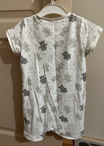 Kısa Kollu Gri Baskılı Bebek Tulum - Görsel 2