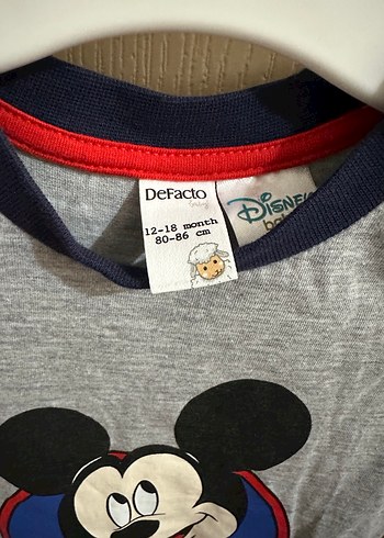 Gri Mickey Mouse Baskılı Kısa Kollu Bebek Tulum - Görsel 2