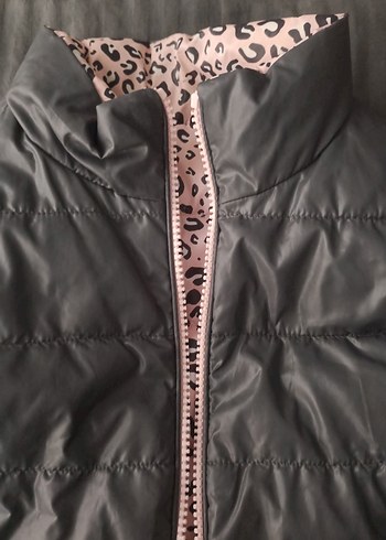 Gri kiz çocuk Kapitone sisme Yelek Fermuarlı - Görsel 2