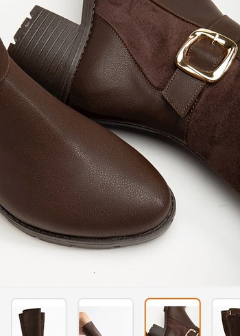 Klasik Kahverengi Tokalı Deri Dizüstü Bot - Görsel 2