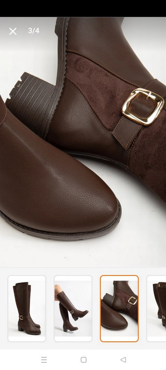 Klasik Kahverengi Tokalı Deri Dizüstü Bot - Görsel 2