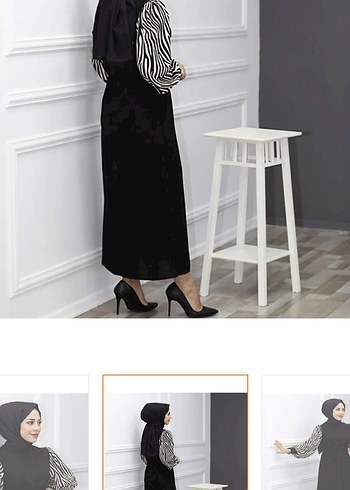 Zebra Desenli Uzun Kol Detaylı Kadın Elbise - Görsel 4