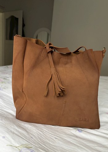 Bohem Tarzı Açık Kahverengi Deri Kadın Çanta - Görsel 2