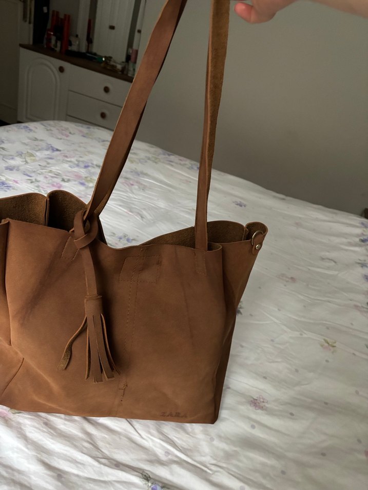 Bohem Tarzı Açık Kahverengi Deri Kadın Çanta - Görsel 3