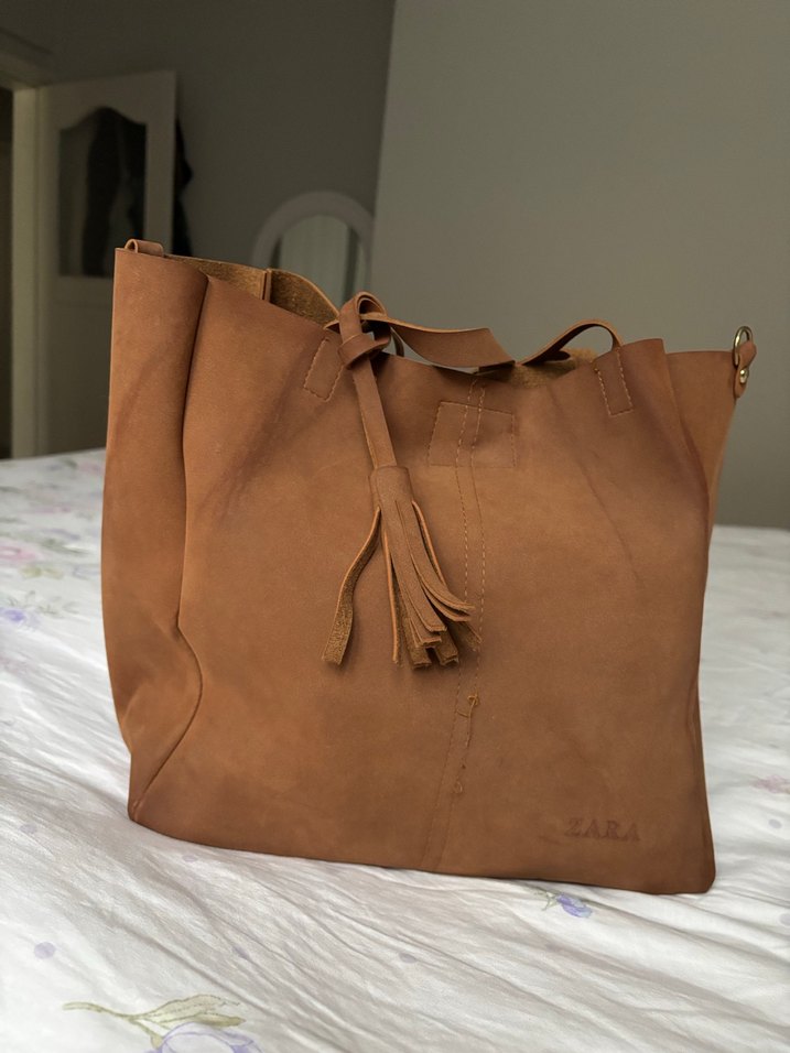 Bohem Tarzı Açık Kahverengi Deri Kadın Çanta - Görsel 2