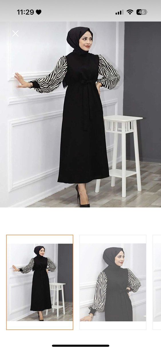 Zebra Desenli Uzun Kollu Kadın Elbise - Görsel 4