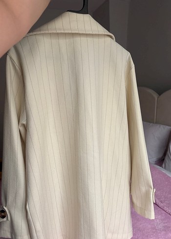 Düğmeli Beyaz Zebra Desenli Kadın Blazer - Görsel 8