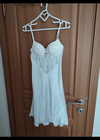 s Beden beyaz Renk Beyaz Saten Kadın Pijama Takımı