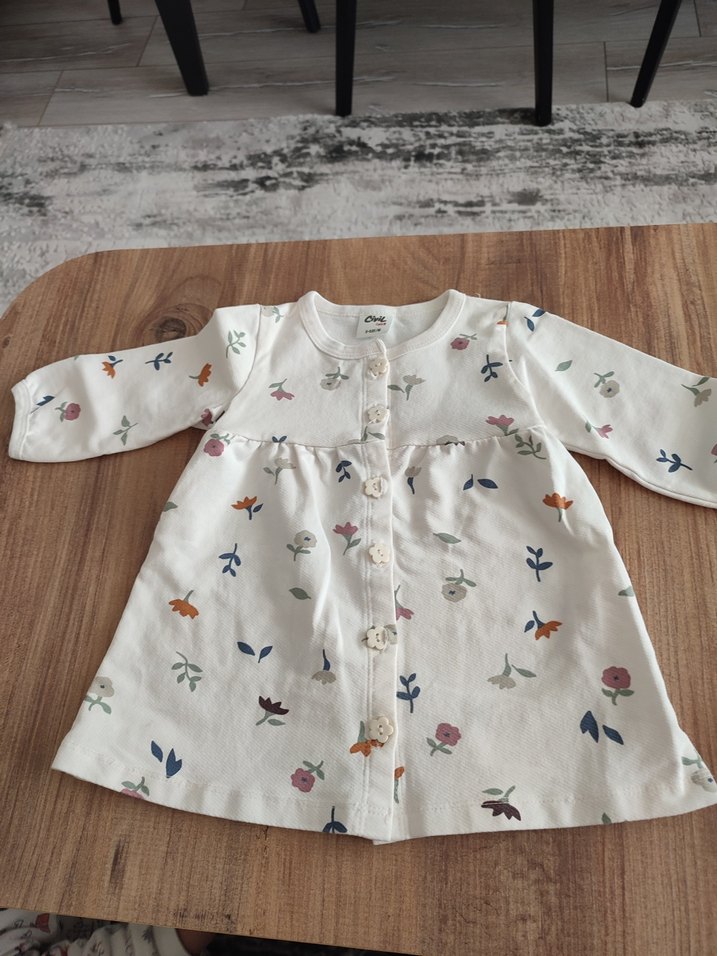 Bebek Kız Baskılı Düğmeli Uzun Kollu Takım - Görsel 3