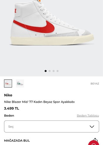 Nike Blazer Mid 77 Beyaz Spor Ayakkabi