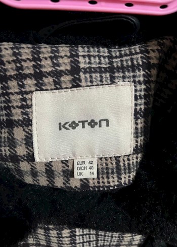 Kahverengi Ekose Desenli Kürklü Kadın Ceket - Görsel 5