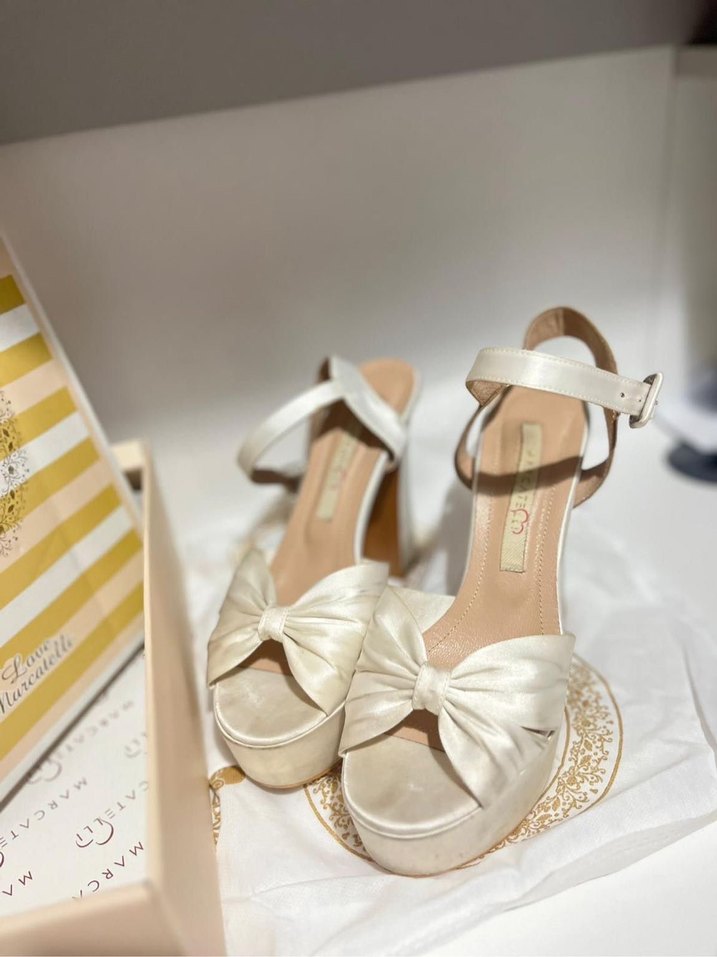 Beyaz Fiyonk Detaylı Platform Topuklu Kadın Ayakkabı marcatelli - Görsel 2