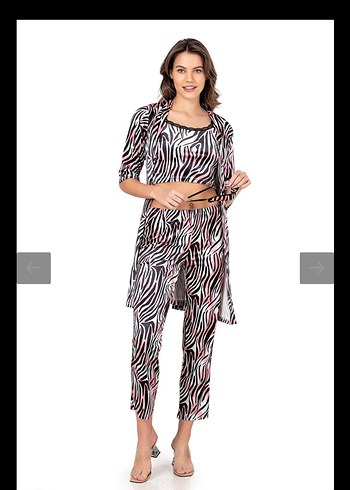 Obje kadife pijama takımı ve sabahlık - Görsel 4