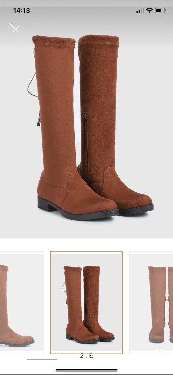 Süet Kadın Diz Boyu Bot, Kemer Detaylı, Topuklu - Görsel 2