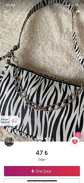 Zebra desen çanta