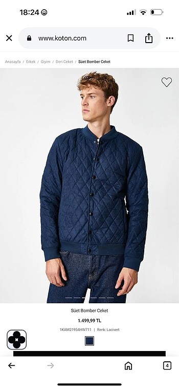 Koton Koton erkek süet bomber ceket