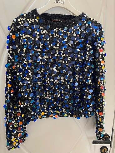 Zara LACİVERT PULLU BLUZ
