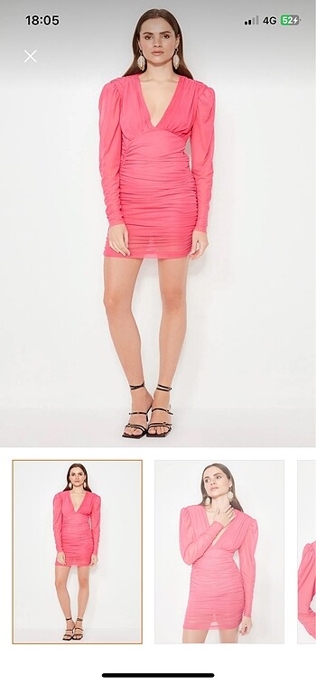 Trendyol & Milla Pembe drapeli tül elbise