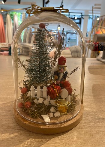 Çiçek Renkli Noel Temalı Dekoratif Fanus