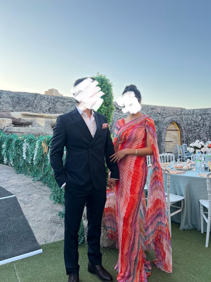 Drapeli Çok Renkli Kadın Elbise - Görsel 4